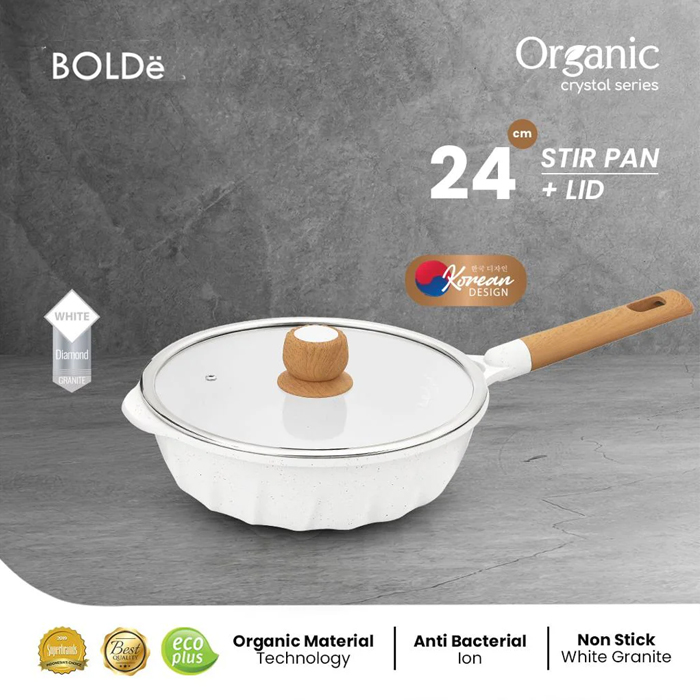 Bolde Organic White Crystal Series Fry 24cm + LID